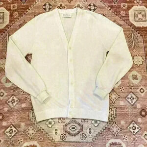 Vintage Jantzen White Knit Button Up Cardigan Sweater
